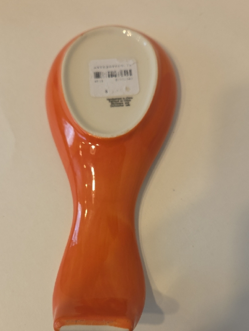 Anthropologie Hand-Painted Floral Ceramic Spoon Rest Blue & Orange - Picture 2 of 9
